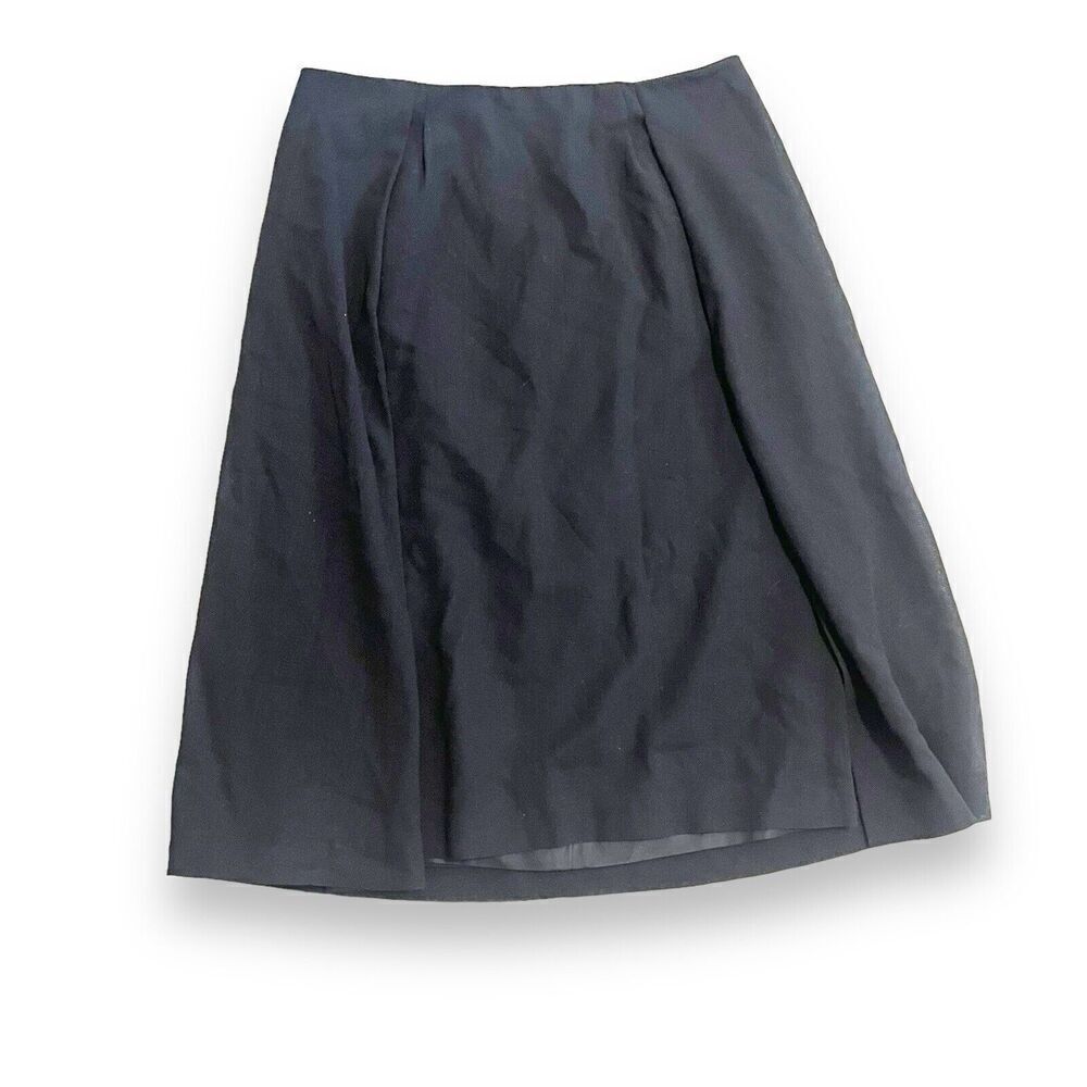 Jil Sander Knee Length Skirt Side Box Pleat Black Wool‎ Made In Italy Size 38 8
